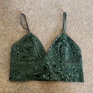Discreture Small Cotton Longline Bralette in Trippy Green